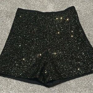 Zara Black High Waist Sparkle Shorts